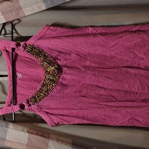 Fuchsia tank top with bead work
